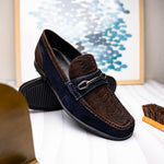 Marco Di Milano Hugo Sueded Ostrich Leg Bit Loafers Brown / Navy