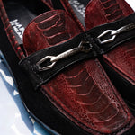 Marco Di Milano Hugo Sueded Ostrich Leg Bit Loafers Wine / Black
