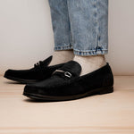 Marco Di Milano Hugo Sueded Ostrich Leg Bit Loafers Black