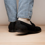 Marco Di Milano Hugo Sueded Ostrich Leg Bit Loafers Black