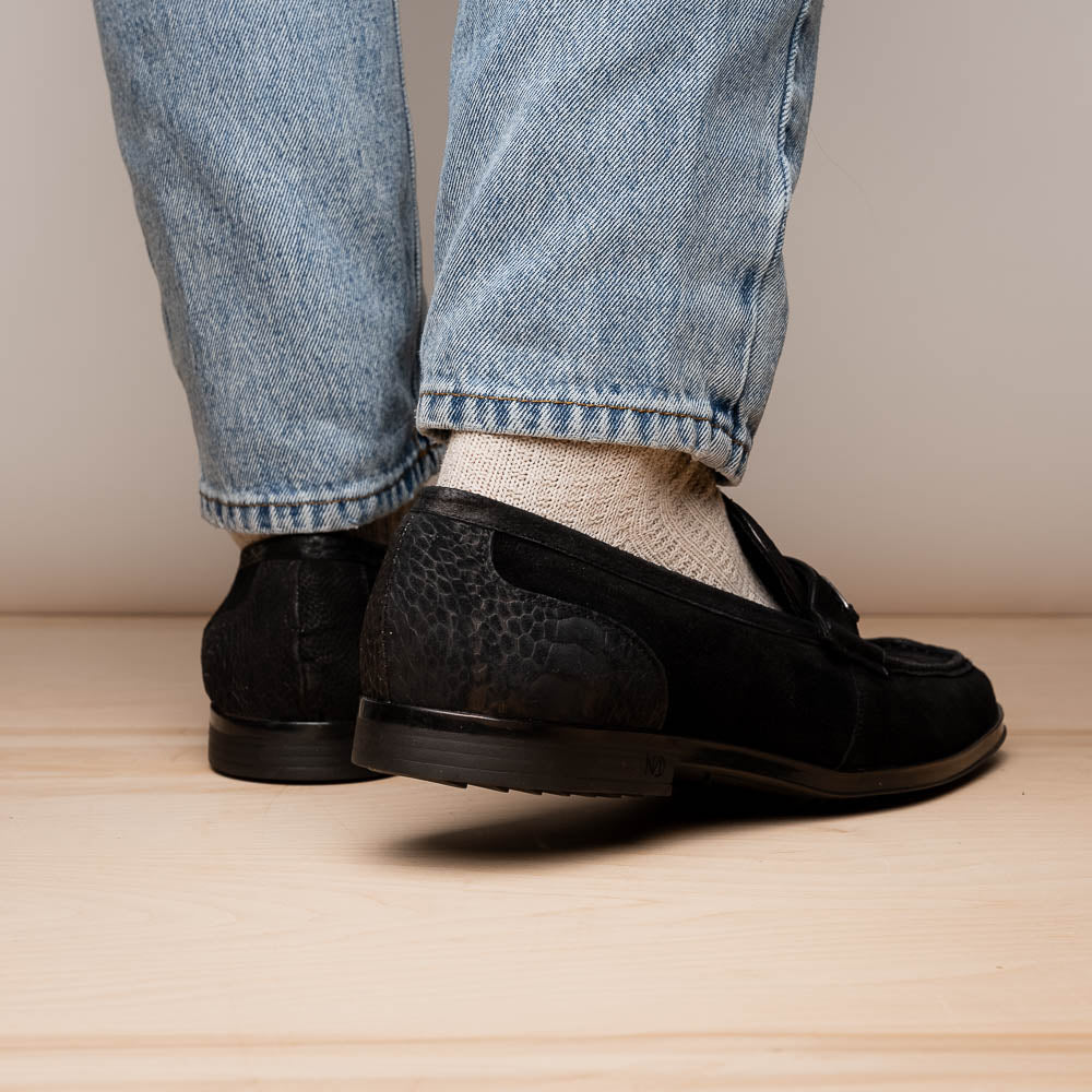 Marco Di Milano Hugo Sueded Ostrich Leg Bit Loafers Black