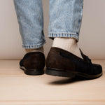 Marco Di Milano Hugo Sueded Ostrich Leg Bit Loafers Brown / Navy