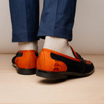 Marco Di Milano Hugo Sueded Ostrich Leg Bit Loafers Orange / Blue