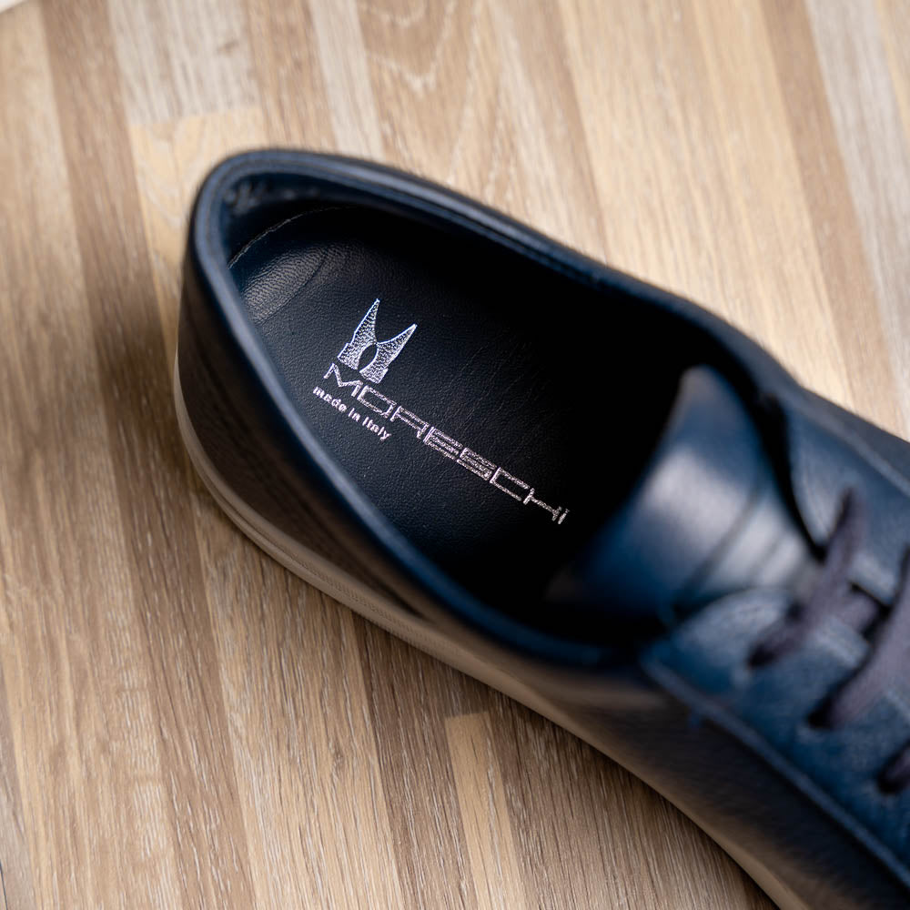 Moreschi Ibiza Deerskin Shoes Blue | MensDesignerShoe.com
