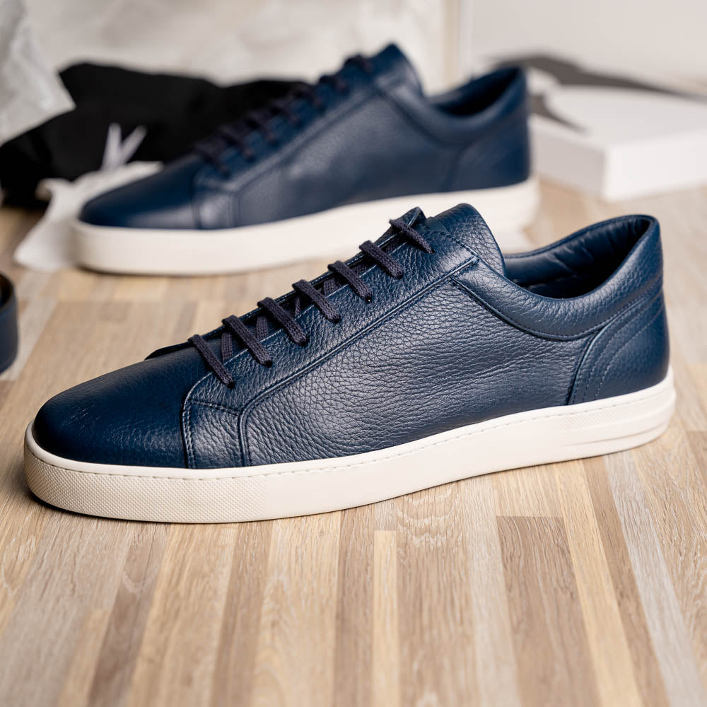 Moreschi Ibiza Deerskin Shoes Blue | MensDesignerShoe.com