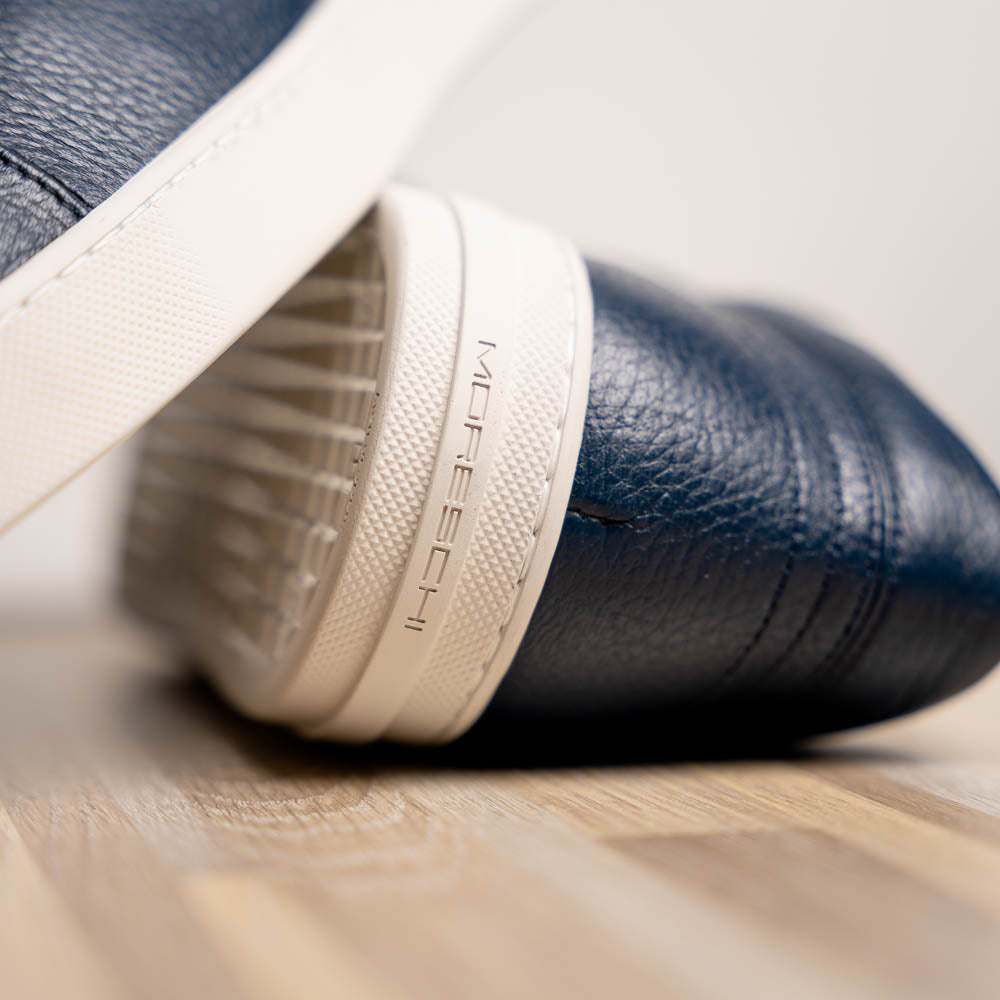 Moreschi Ibiza Deerskin Shoes Blue | MensDesignerShoe.com