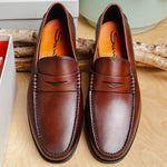 Santoni Penny Loafer Shoes Brown