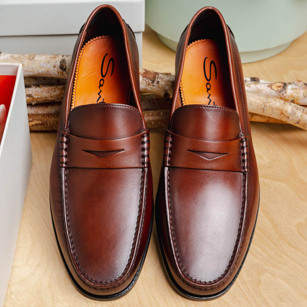 Santoni Penny Loafer Shoes Brown