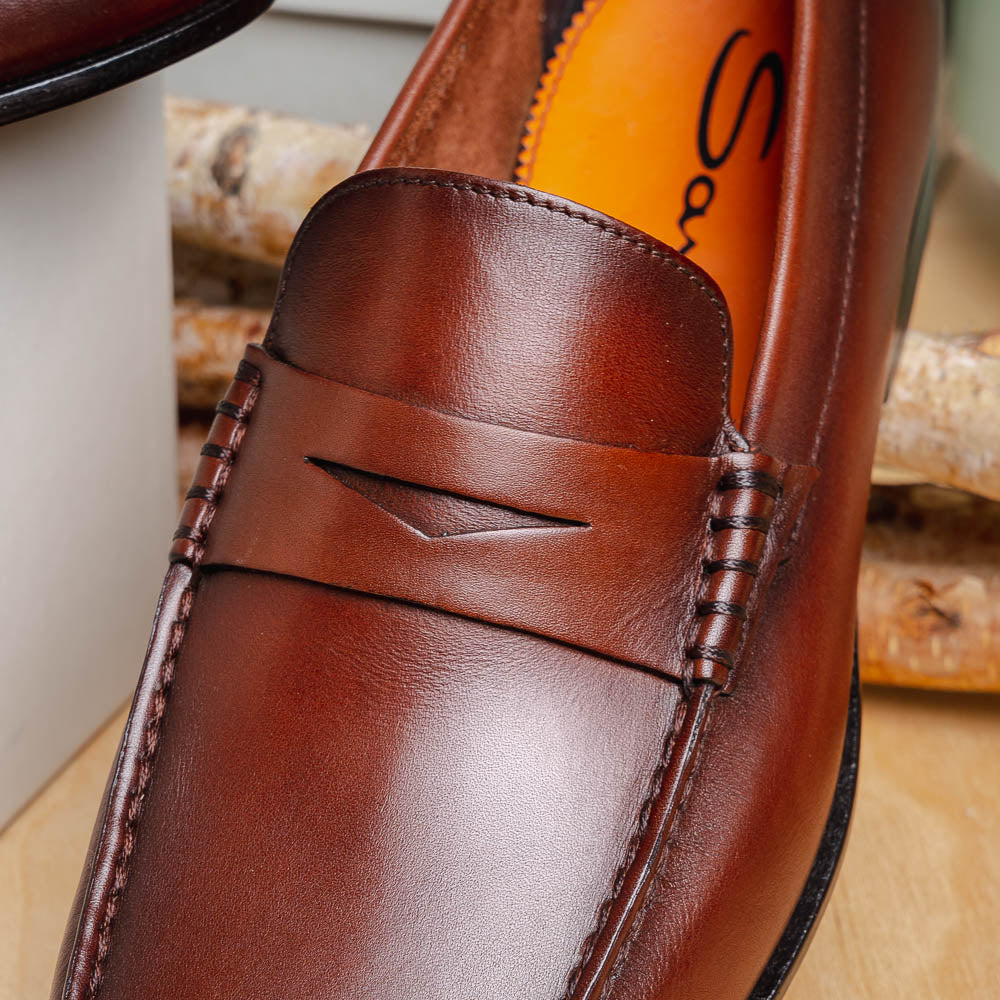 Santoni Ikangia U1 Penny Loafer Shoes Brown