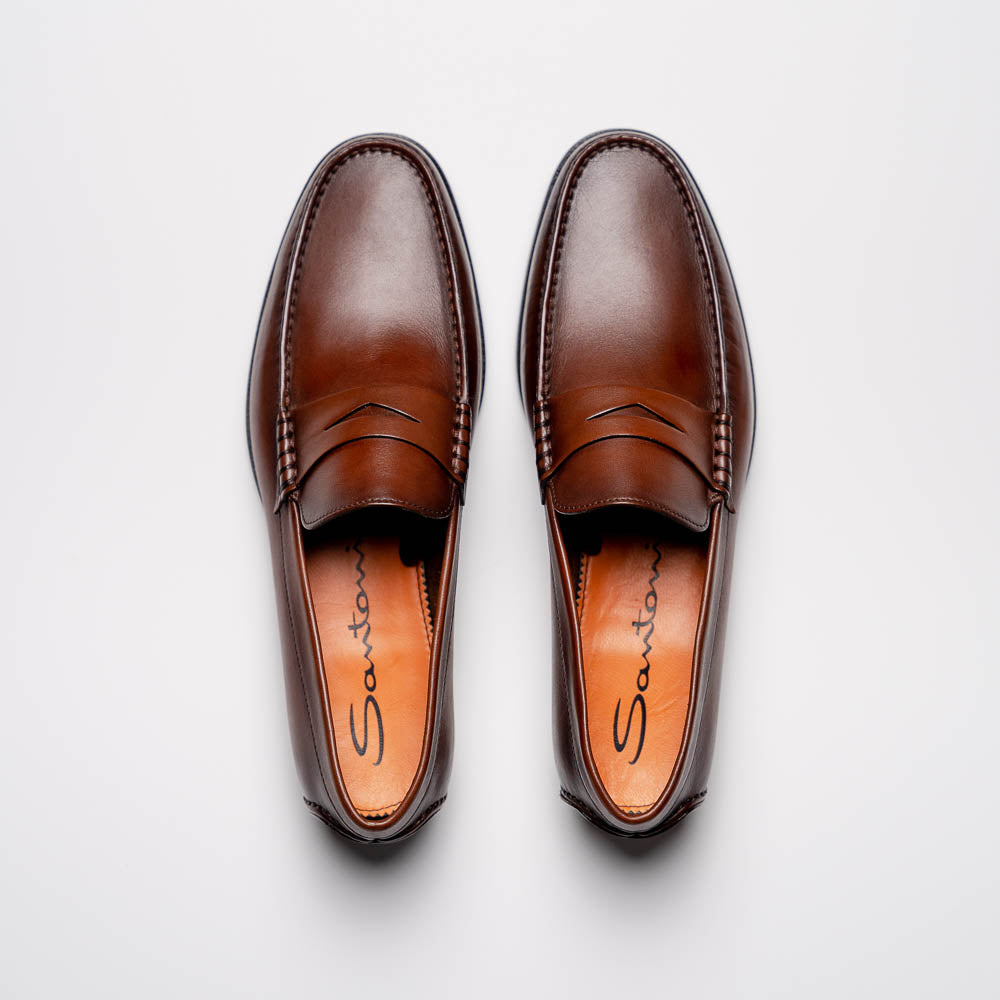 Santoni Penny Loafer Shoes Brown
