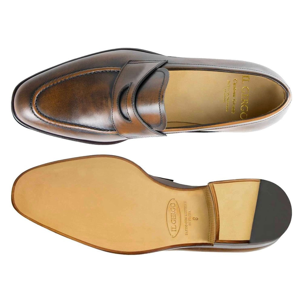 Il Gergo Broker Penny Loafers Polished Dark Brown