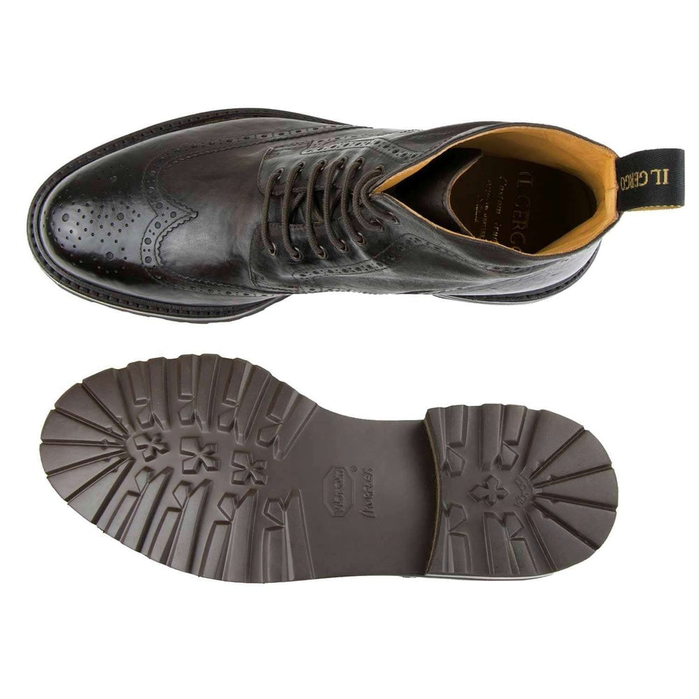 Il Gergo Essex Wingtip Boots Washed Dark Brown