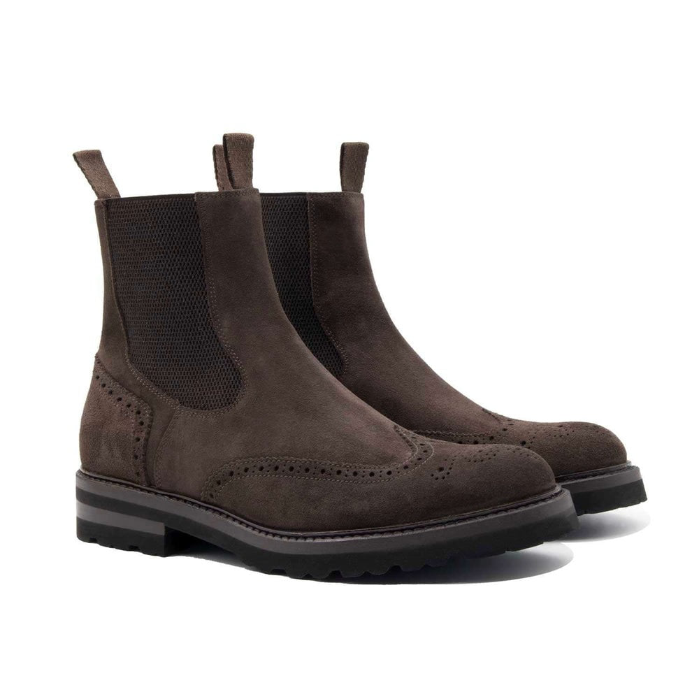 Il Gergo Kent Suede Wingtip Boots Dark Brown
