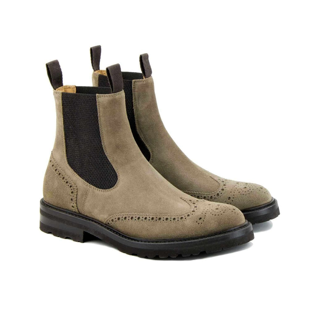 Il Gergo Kent Suede Wingtip Boots Dark Tabacco