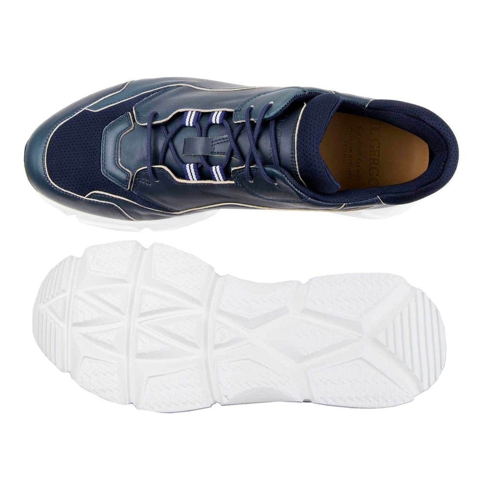 Il Gergo Zero Hi-Top Sneakers Calfskin/ Fabric Blue