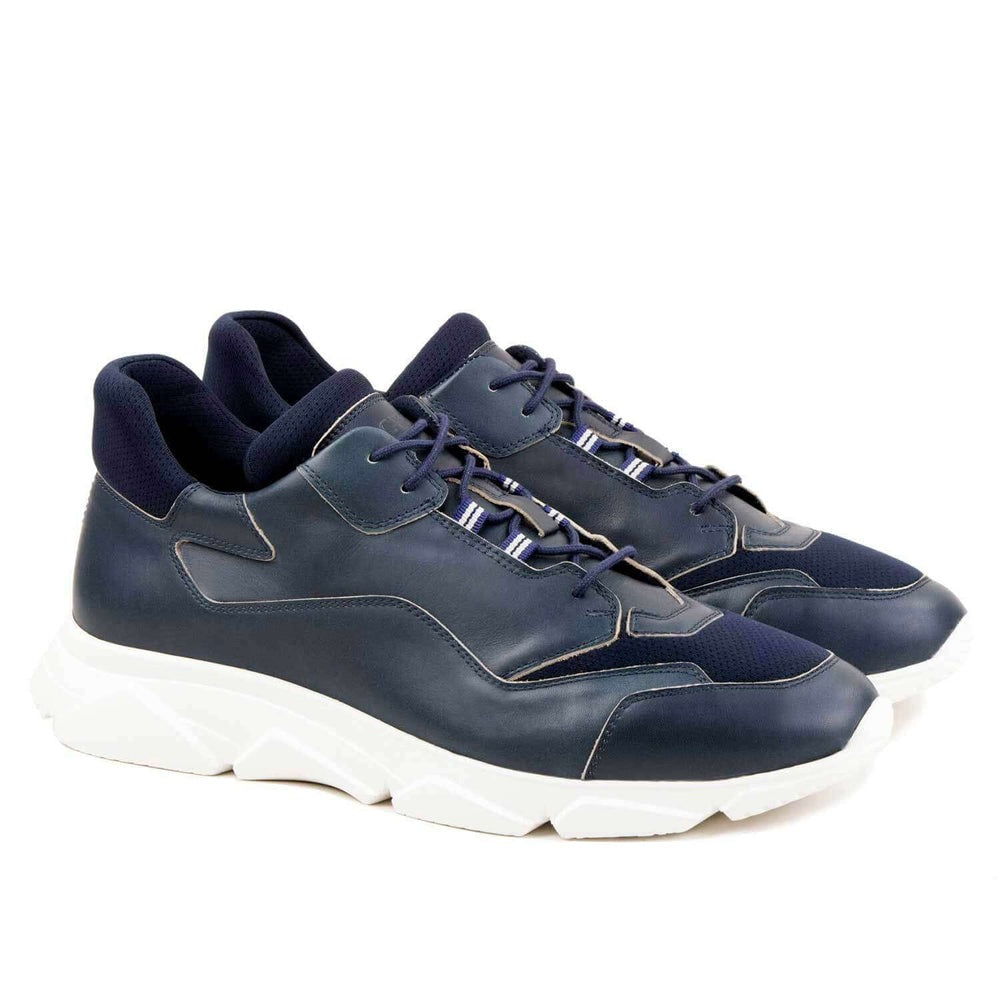 Il Gergo Zero Hi-Top Sneakers Calfskin/ Fabric Blue