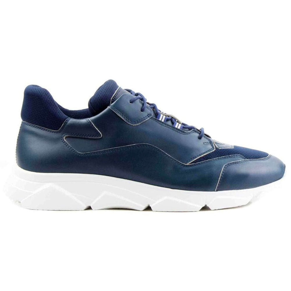 Il Gergo Zero Hi-Top Sneakers Calfskin/ Fabric Blue
