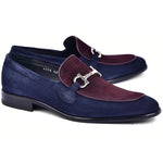 Corrente C11109-6376S Two Tone Suede Bit Loafers Navy / Burgundy