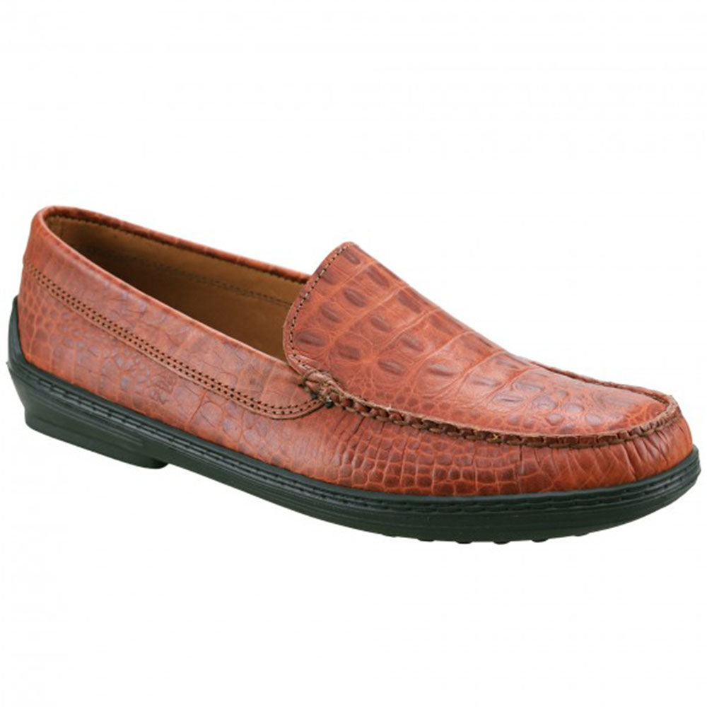 TB Phelps Traditions Venetians Crocodile Embossed Driving Shoe Sport Rust