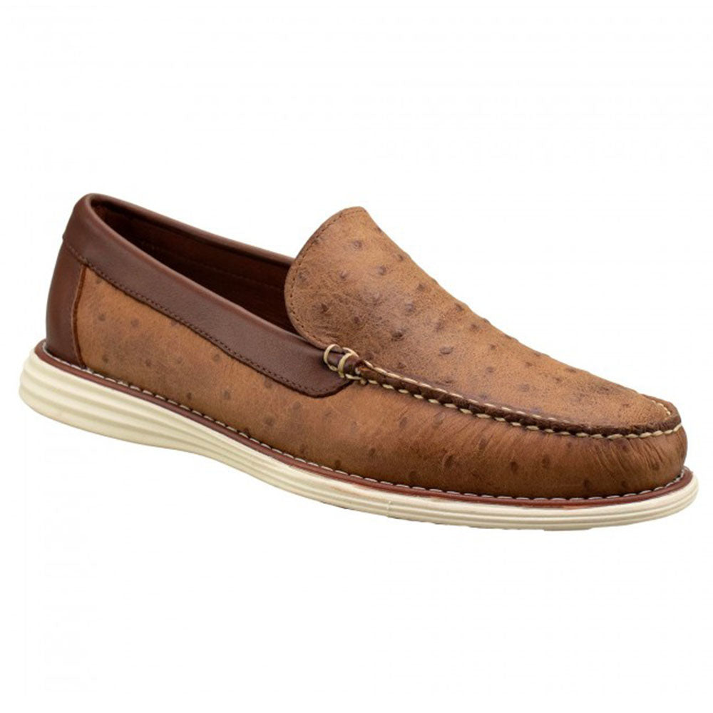 TB Phelps Freeport Handsewn Venetian Ostrich Embossed Loafer Tan