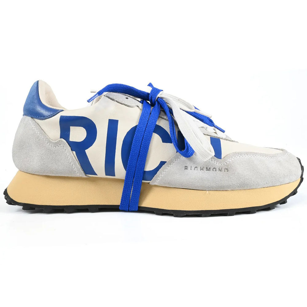 John Richmond Nappa Leather & Suede Sneaker White / Blue