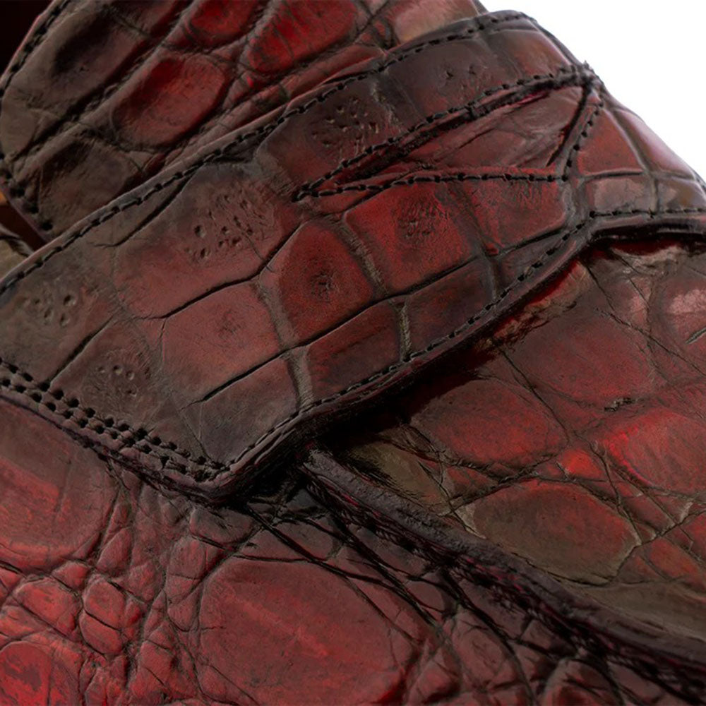 Harris Firenze 1913 Hand-Painted Genuine Alligator Moccasin Red