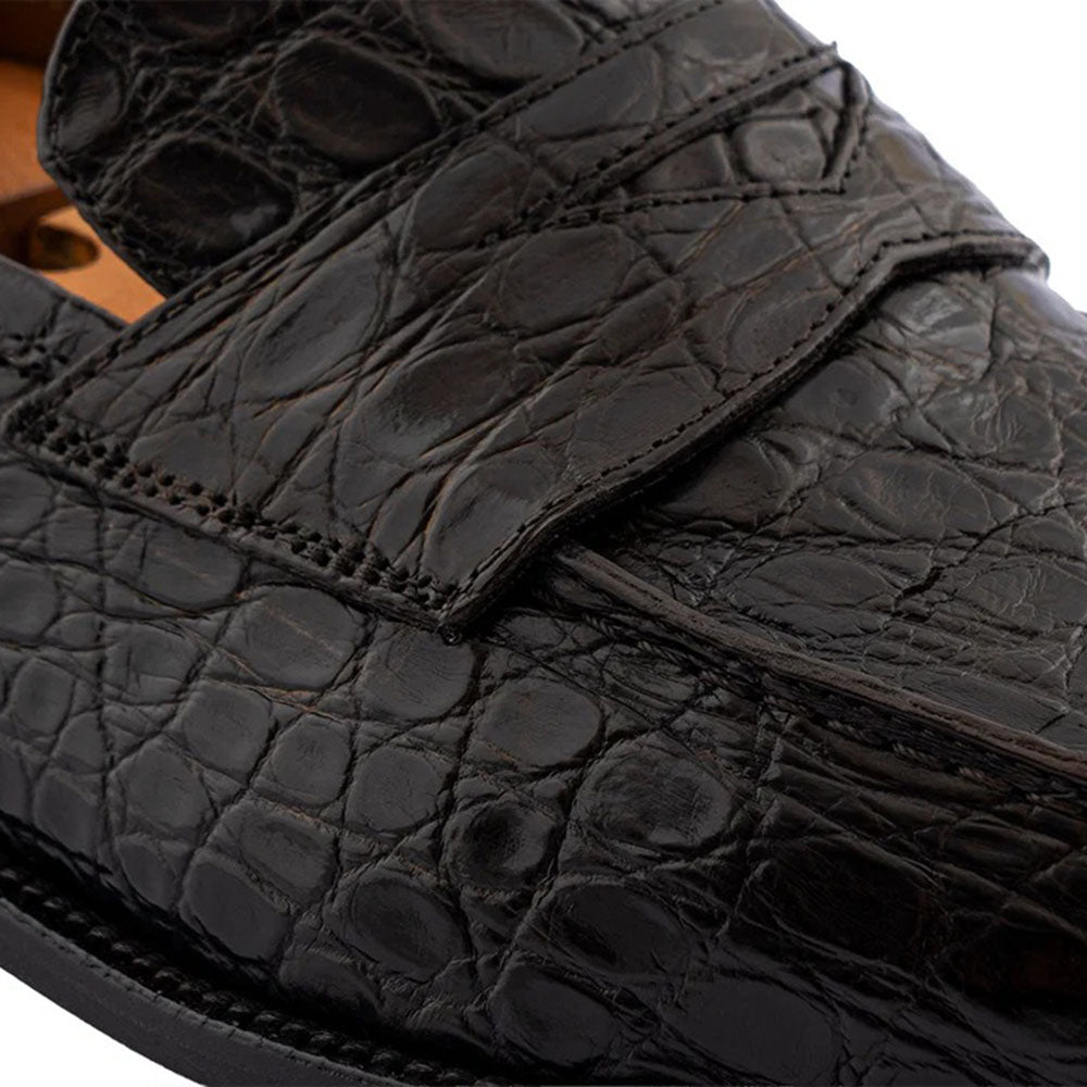 Harris Firenze 1913 Hand-Painted Genuine Alligator Moccasin Dark Brown