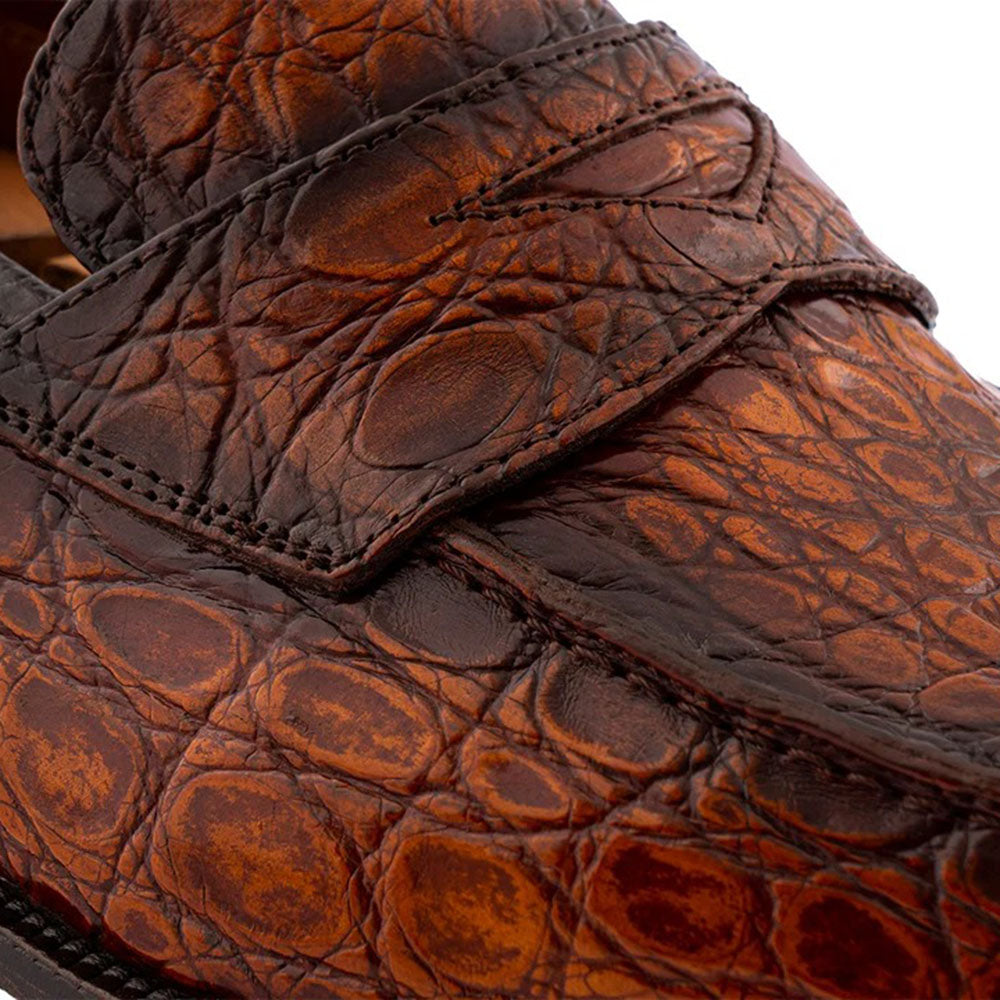 Harris Firenze 1913 Hand-Painted Genuine Alligator Moccasin Brown