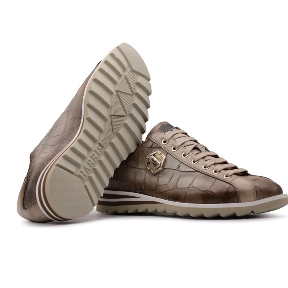 Harris Firenze 1913 Crocodile Effect Leather Sneakers Himalaya
