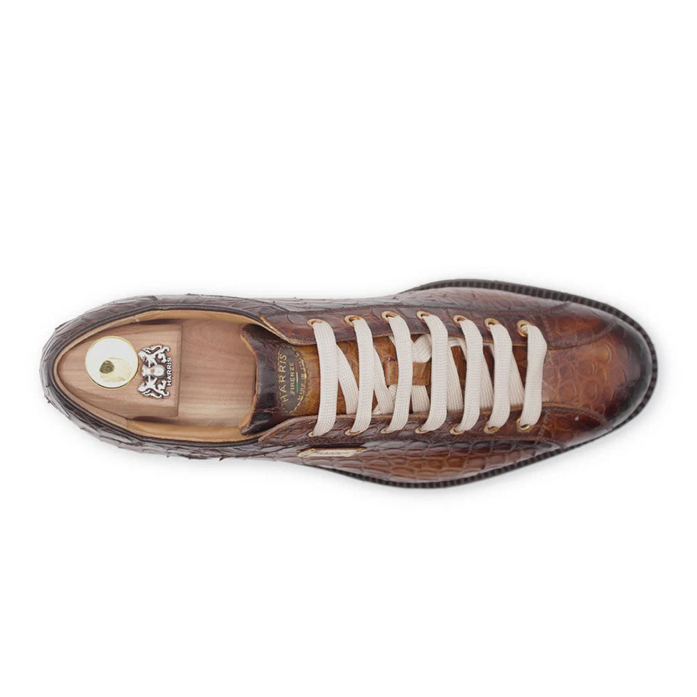Harris Firenze 1913 Hand-Painted Crocodile Effect Leather Sneakers Brown