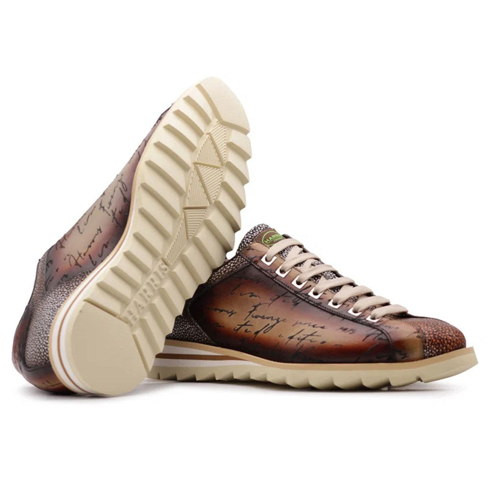 Harris Firenze 1913 Hand-Painted Signature Leather Sneakers Brown