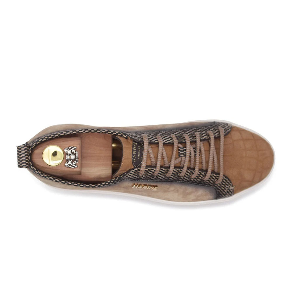 Harris Firenze 1913 Palermo Printed Leather  & Suede Sneaker Brown