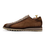 View product image 6: Harris Firenze 1913 Crocodile Effect Suede Sneaker Tobacco