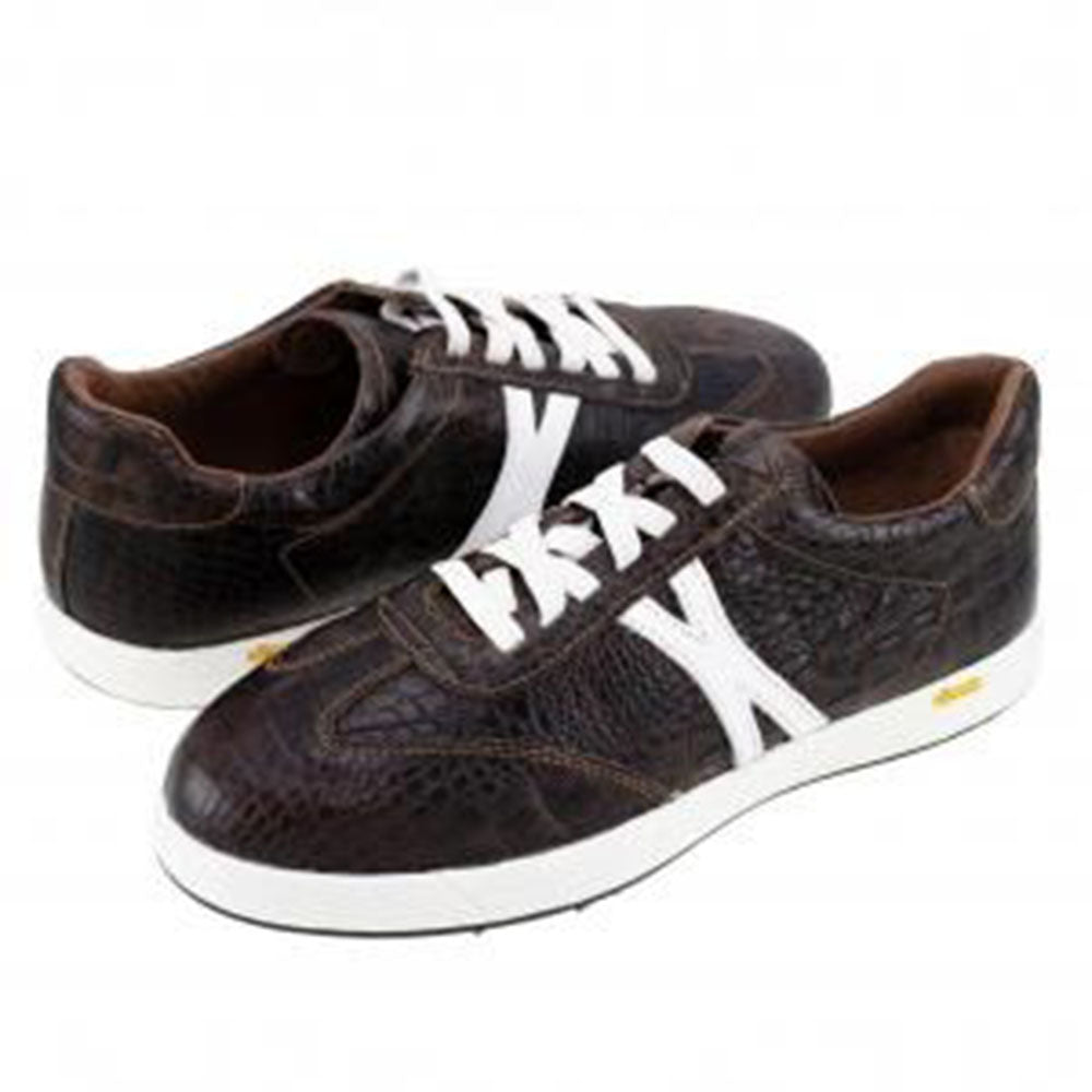 TB Phelps Brooklyn Hybrid Croco Embossed Sneaker Brown