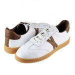 View product image 2: TB Phelps Brooklyn Natural Calf & Ostrich Embossed Sneaker White / Tan