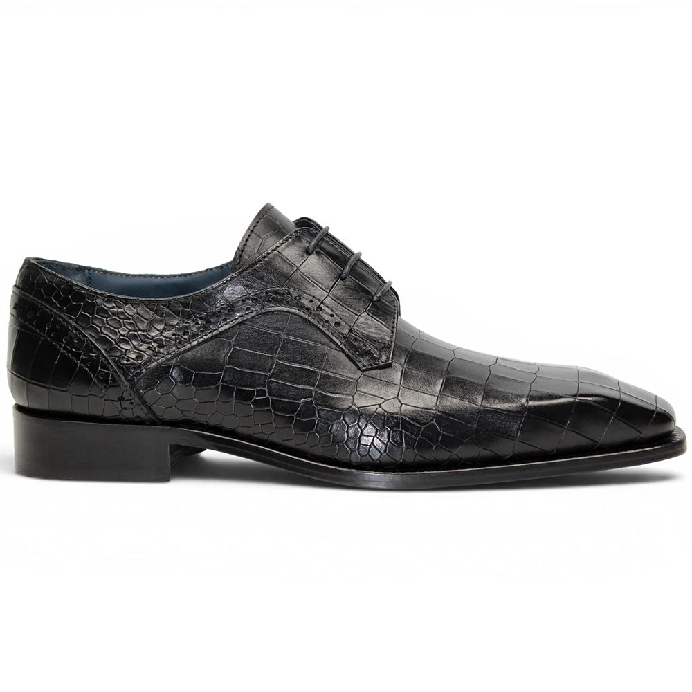 Duca by Matiste Spada Crocodile Print Derby Shoes Black