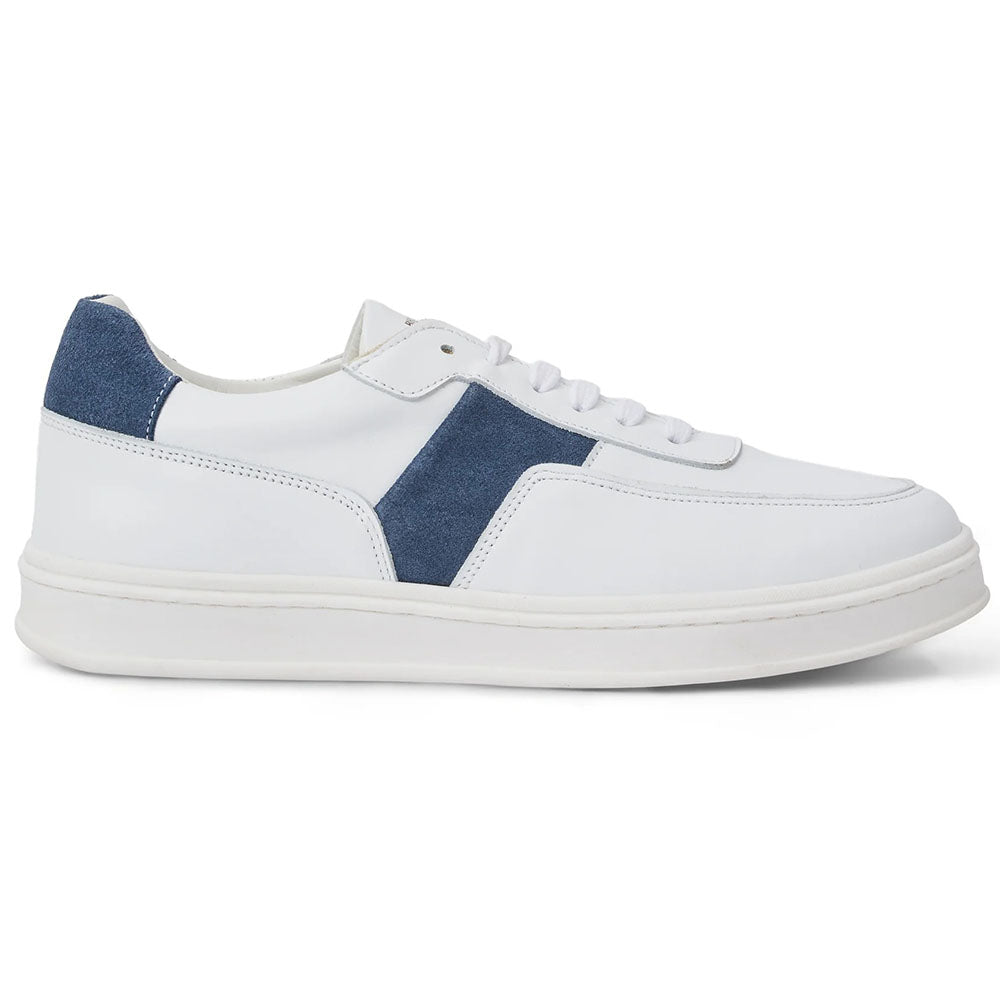 Bruno Magli Ponza Suede & Leather Sneaker White / Jeans