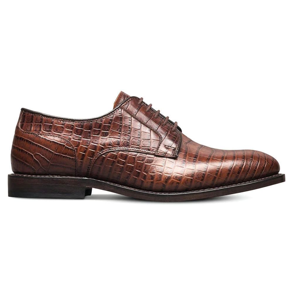 Allen Edmonds Windsor Plain-toe Croco Print Leather Derby Dress Shoe Chili (10226)