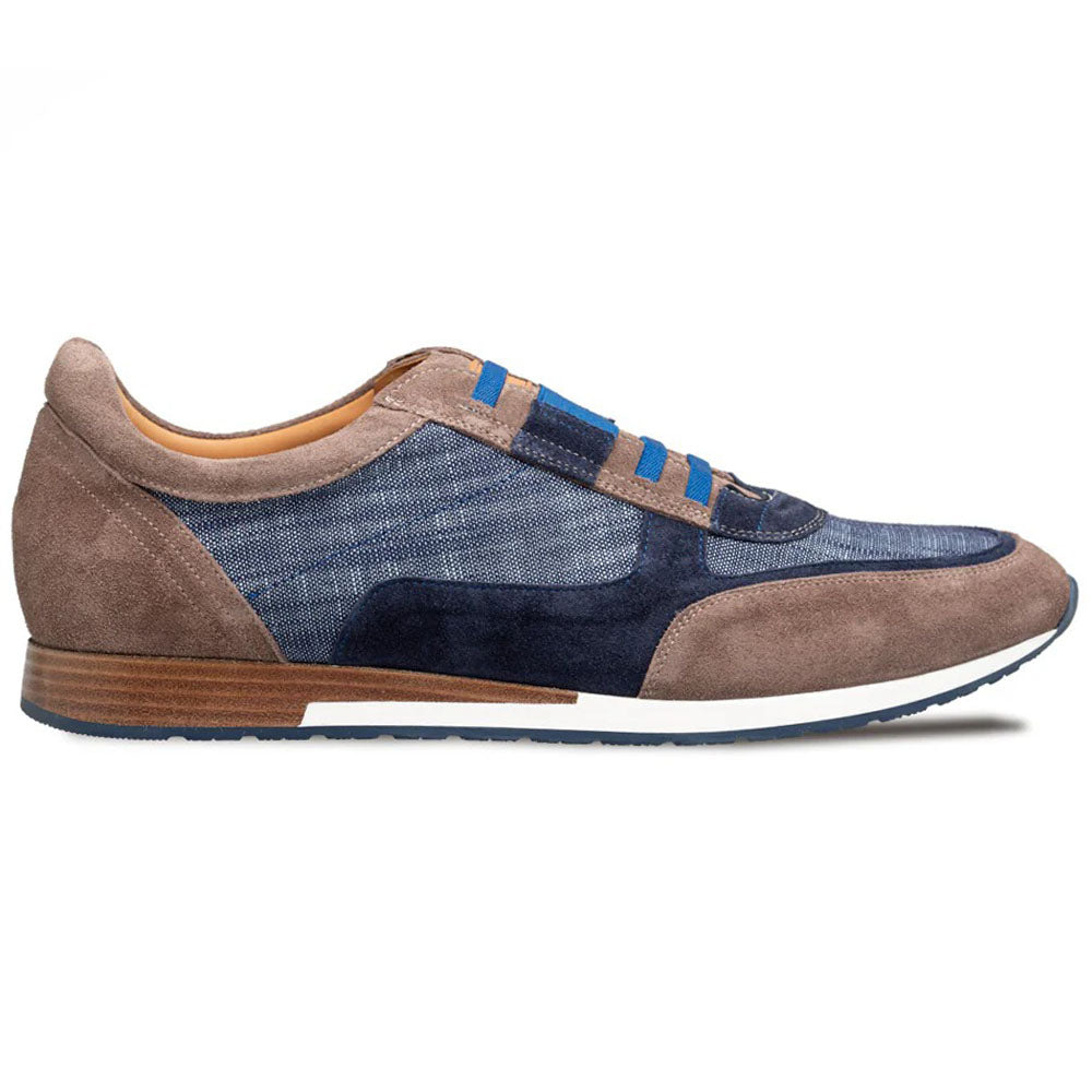 Mezlan Caleta Suede & Linen Slip-On Sneaker Taupe / Blue (21869)