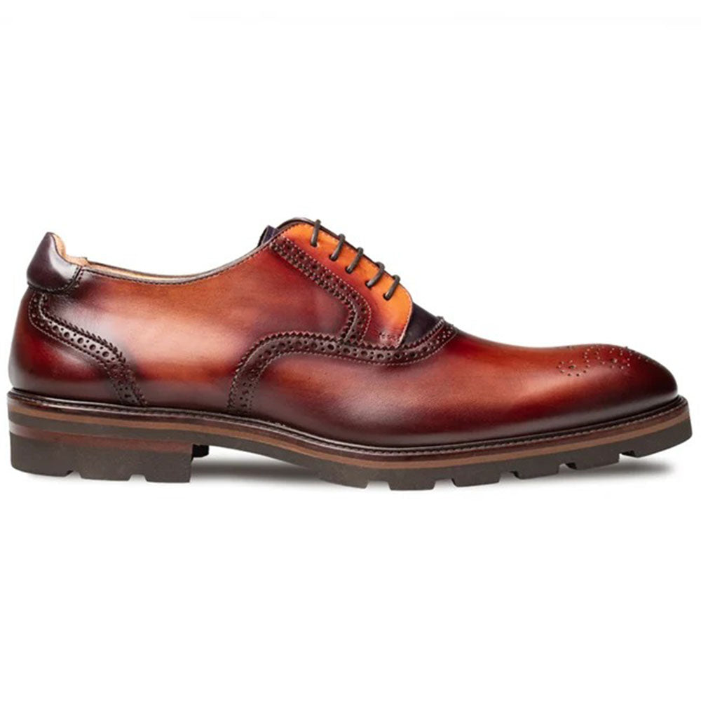 Mezlan Birch Two-Tone Calfskin Lug Sole Derby Cognac Rust / Purple (21976)