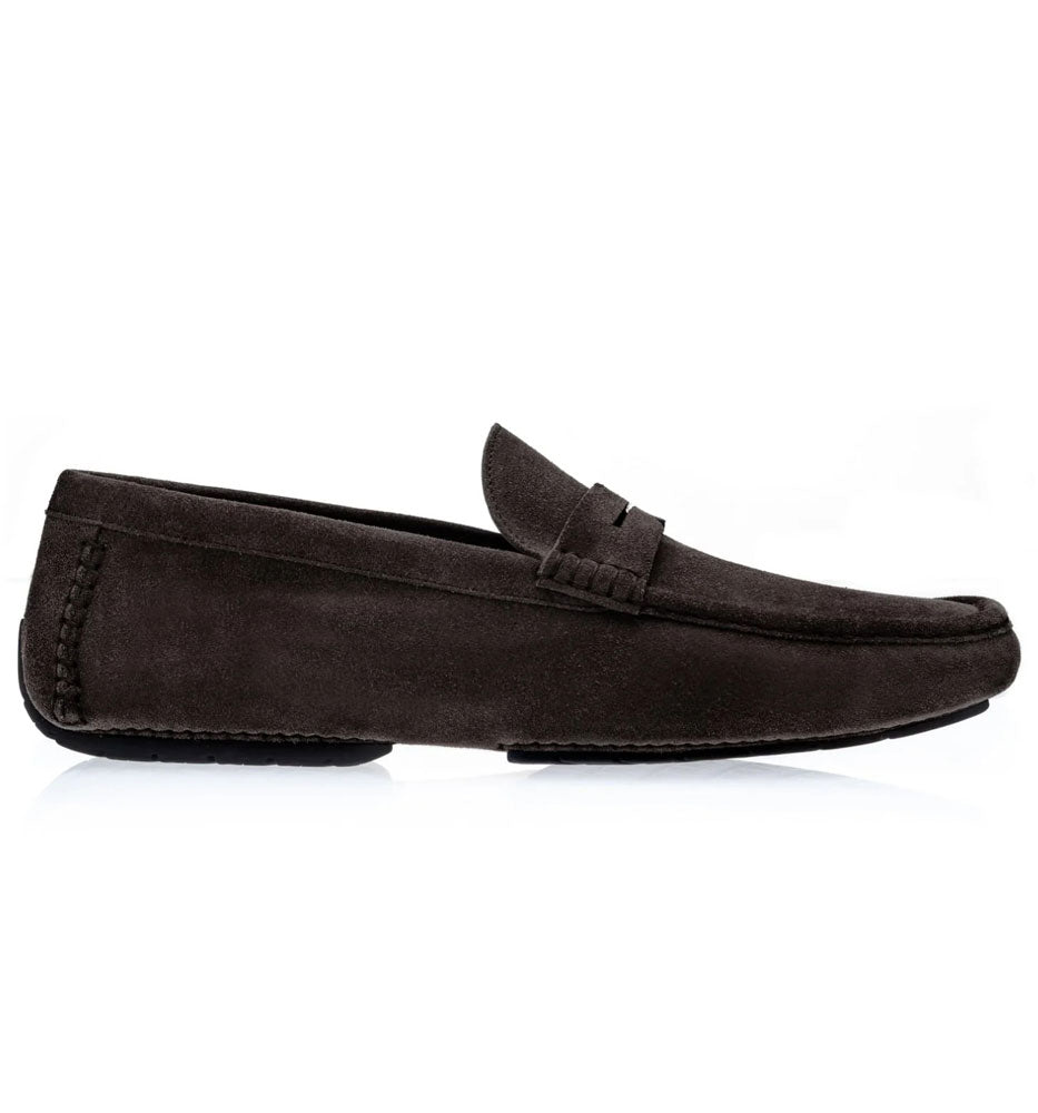 Moreschi Maiorca Suede Penny Driving Shoe Dark Brown