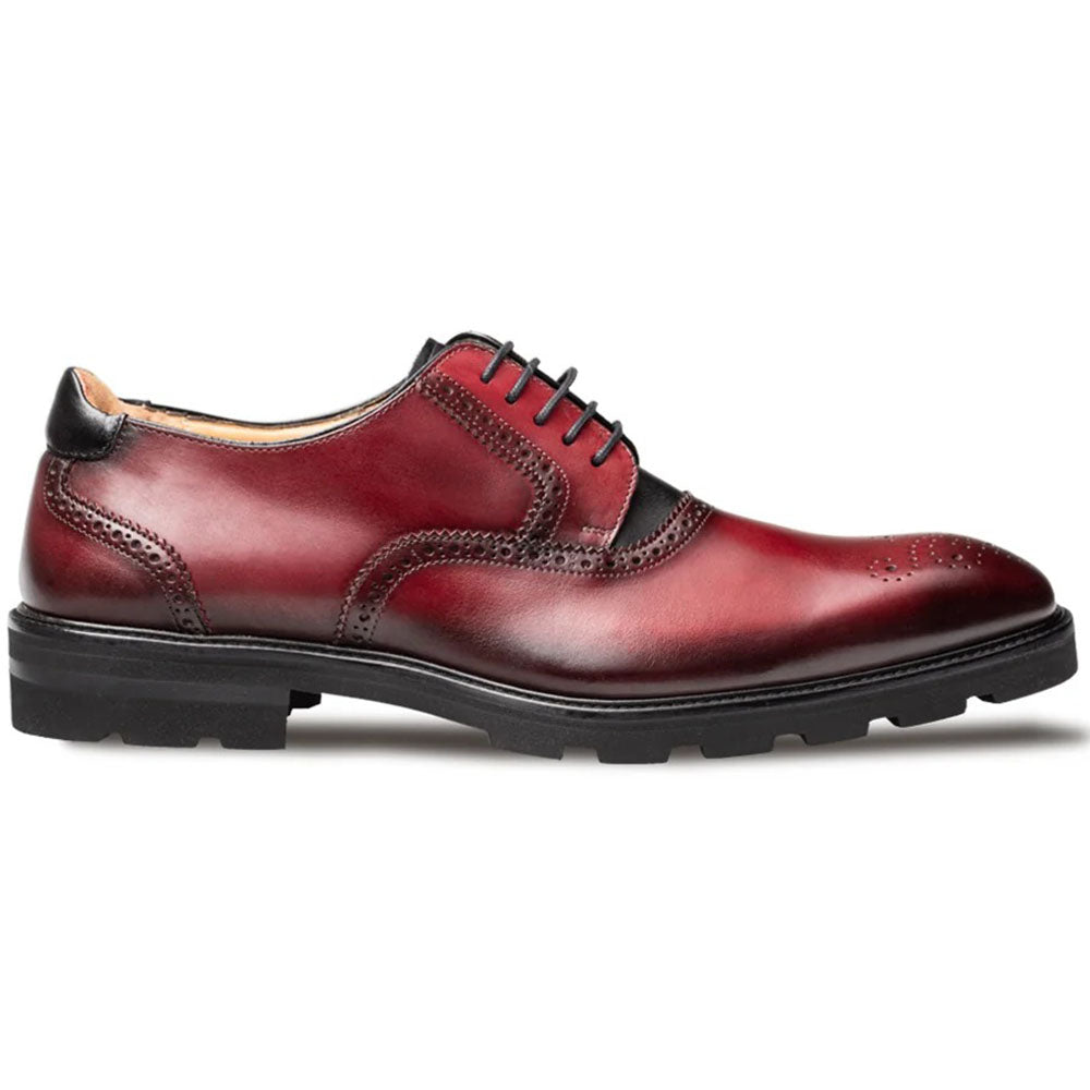 Mezlan Birch Two-Tone Calfskin Lug Sole Derby Burgundy / Red / Black (21976)