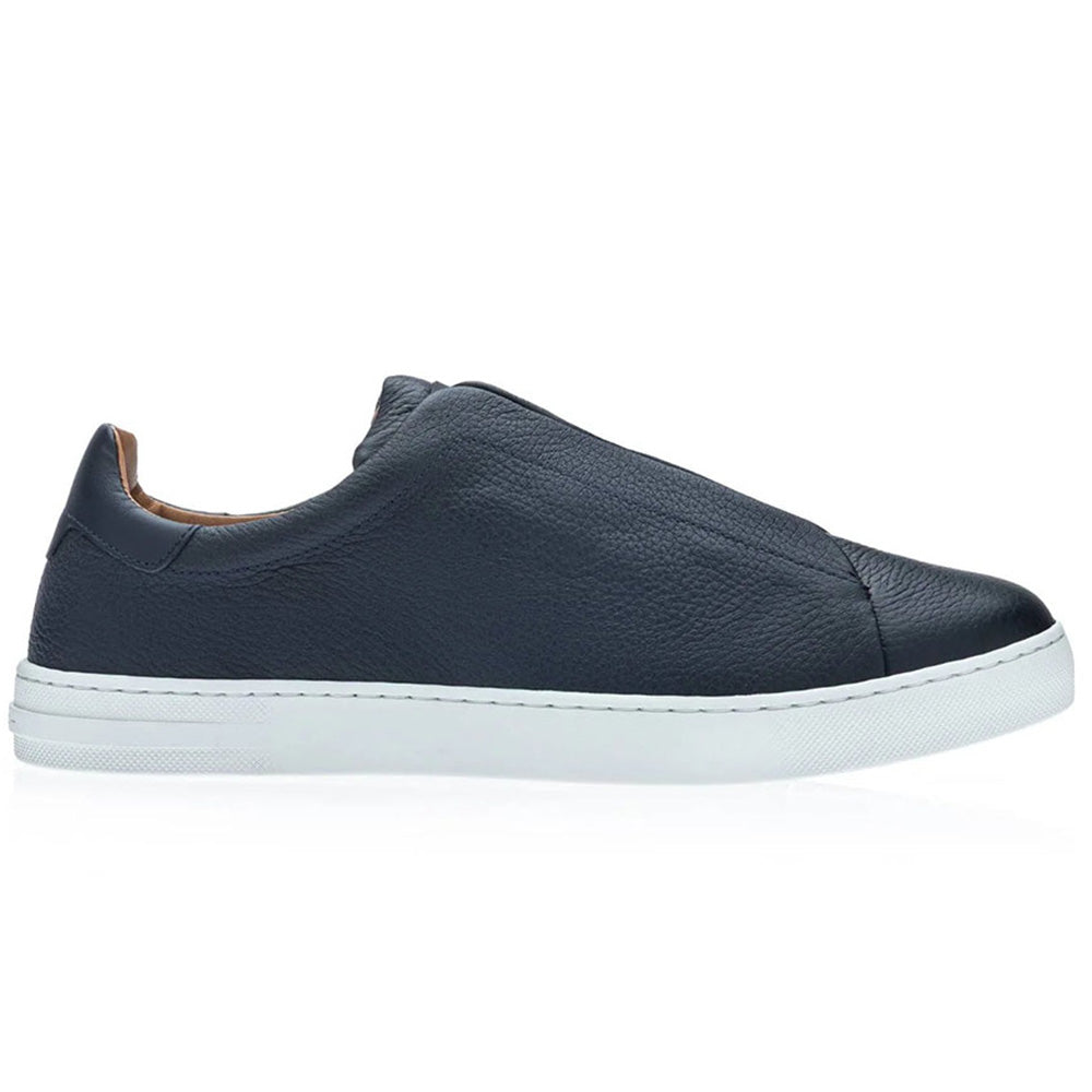 Moreschi Minnesota Deerskin Slip-On Sneaker Dark Blue