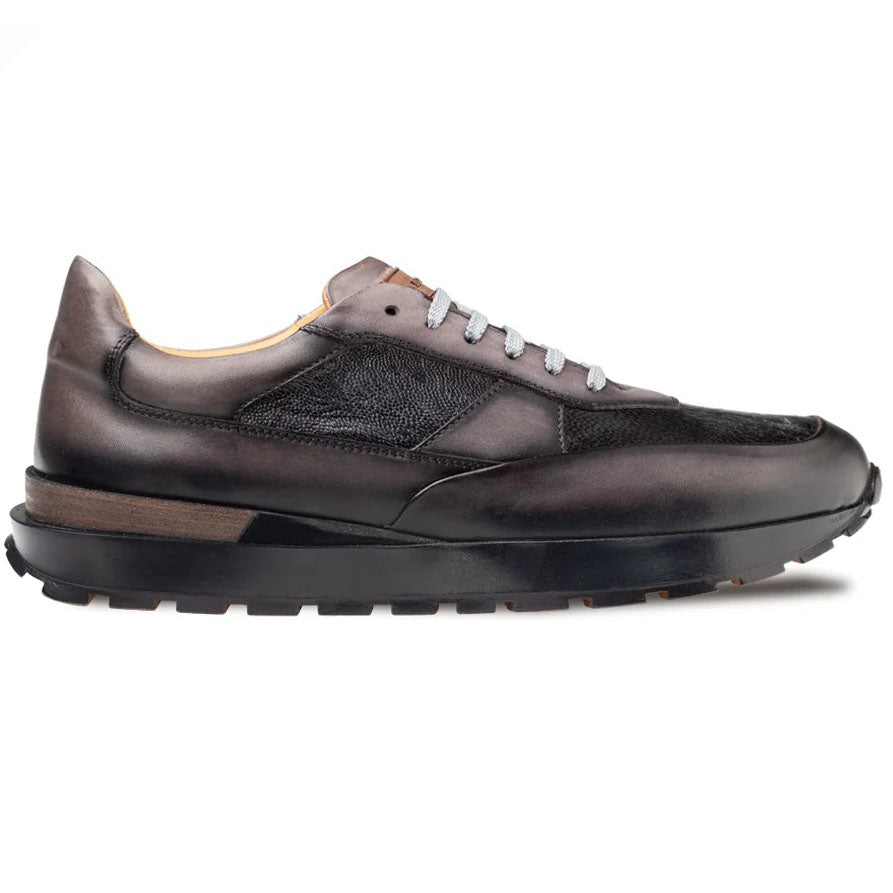 Mezlan Arkley Calf & Ostrich Paw Sneaker Grey (50364-P)