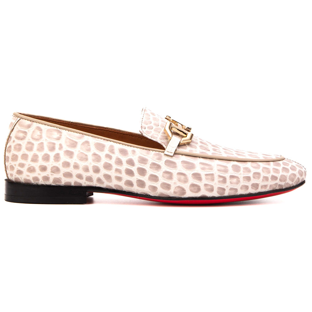 Vinci Leather The Orsavino Croc-Embossed Leather Loafer Beige