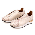 View product image 6: Vinci Leather The Fiorenzo Croc-Embossed Leather Sneaker Beige
