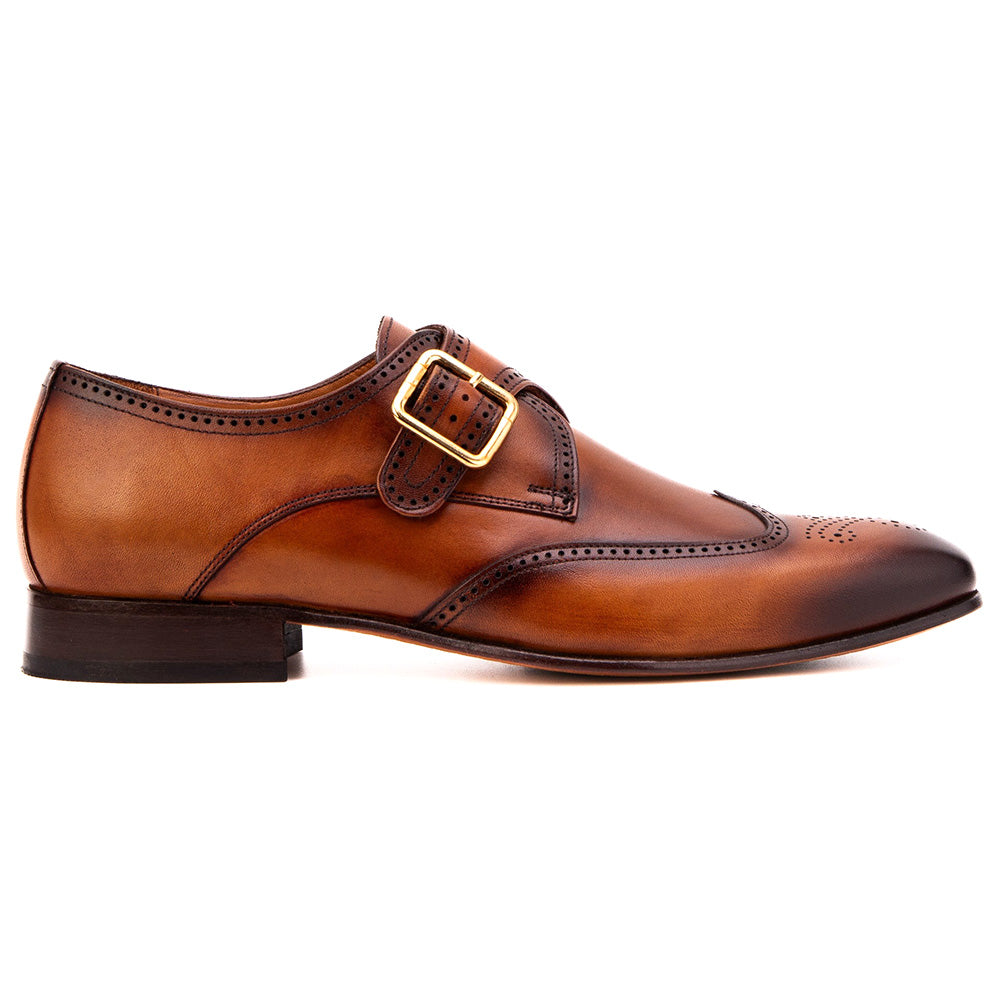 Vinci Leather The Montelviro Leather Monk Strap Cognac