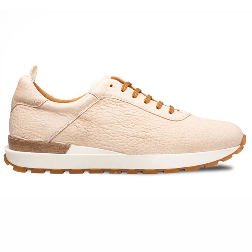 Mezlan Hill Pebbled Calfskin Sneaker Bone (22071)