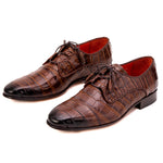 View product image 6: Vinci Leather The Roventino Croc-Embossed Leather Derby Cognac