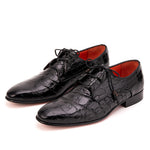 View product image 6: Vinci Leather The Roventino Croc-Embossed Leather Derby Black